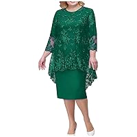 Spring Fashion for Women 2023, Women's Casual Fashion Lace Embroidery Medium Long Length Two Piece Set Dress