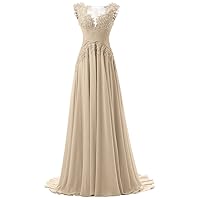 Laceshe Comfortable Appliques Wedding Reception Prom Bridesmaid Dresses Size 10- Champagne