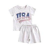 MoZiKQin 4th of July Baby Boy Outfit Short Sleeve T-shirt Top and Stars Shorts Toddler Boy Independence Day Clothes