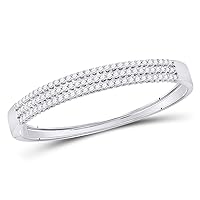 14K White Gold Diamond 3-Row Beautiful Bangle Bracelet 3 Ctw.