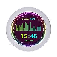 4 Inch USB Monitor AIO LCD Screen CPU Cooler Screen/Display Screen for Inside PC/Desktop RGB Ambient Screen with Music Spectrum Analysis Function Silver Color