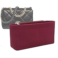 Purse Organizer Insert for Chanel 19 Small bag with Side Zipper Pocket Handbag Chanel Maxi Flip bag Organizer Y002claret-S
