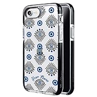 Case Compatible with iPhone SE 2020 Personalized with Your Name Nazar Turkish Eye, Protector Compatible with iPhone SE 2020 Customizable, Case Customized Turkish Eye Black Border