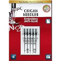 Organ Anti-Glue Super NonStick Embroidery Sewing Machine Assorted Needles – Size 90/14 & 100/16