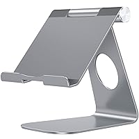 OMOTON Tablet Stand Holder Angle Adjustable, T1 Desktop Aluminum Tablet Dock Cradle Compatible with iPad Air/Mini, iPad 10.2, iPad Pro 11/12.9, Samsung Tab and More UP to 12.9'', Grey