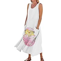 Boho Flowy Sleeveless Sundress Womans Formals Summer V Neck Loose Cocktail for Women Strapless Graphic