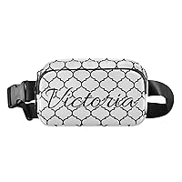Custom White Plaid Tile Fanny Packs for Women Men Personalized Belt Bag with Adjustable Strap Customized Fashion Waist Packs Crossbody Bag Waist Pouch for Casual Cycling