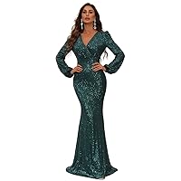 Fall Dresses for Women 2023 Lantern Sleeve Mermaid Hem Sequin Prom Dress Dresses for Women