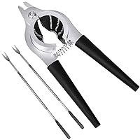 Nut Crackers for All Nuts Heavy Duty Nutcrackers Walnut Cracker with Plier for Easy Cracking Stainless Steel Nut Cracker for Pecan Nut Cracker Tool with Non-slip Handle-2 Picks Included-Black