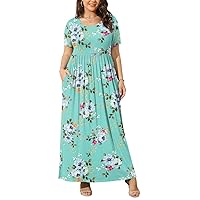 BISHUIGE Women Summer XL-6X Plus Size Maxi Dress Long Dresses with Pockets
