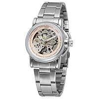 Women's Automatic-self-Wind Watch Ladies Luxury Fashion Stainless Steel Band Waterproof Skeleton Wrist Watch for Female