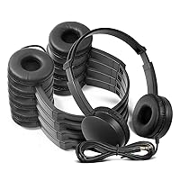 Kaysent School Headphones for Classroom Students - (KHPC-24B) 24 Packs Black Color Kids' Headphones for School, Library, Computers, Children and Adult(No Microphone)