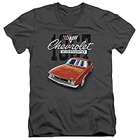 Men's Chevy T-Shirt 1967 Red Classic Camaro Slim Fit V-Neck Shirt