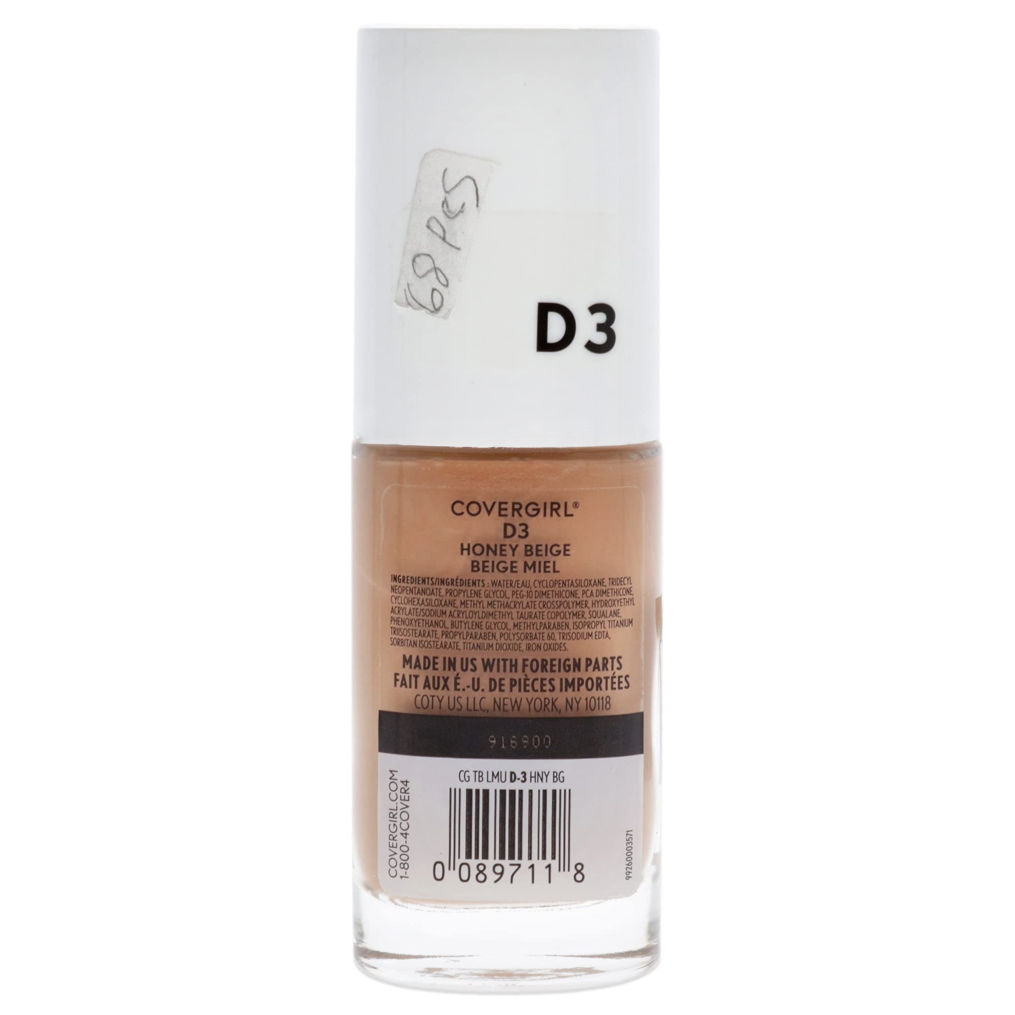 COVERGIRL truBlend Liquid Foundation Makeup Honey Beige D3, 1 oz (packaging may vary)