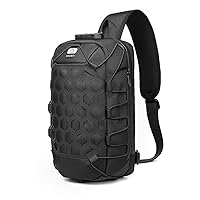 Sling Bag Sling Backpack Crossbody Shoulder bag Waterproof with USB Charging Port Casual Daypacks for Men Women Outdoor Cycling Hiking (Black)