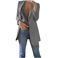 Plus Size Casual Blazer Jackets for Women 2023 Long Sleeve Open Front Work Office Tunic Suit Jacket with Pockets