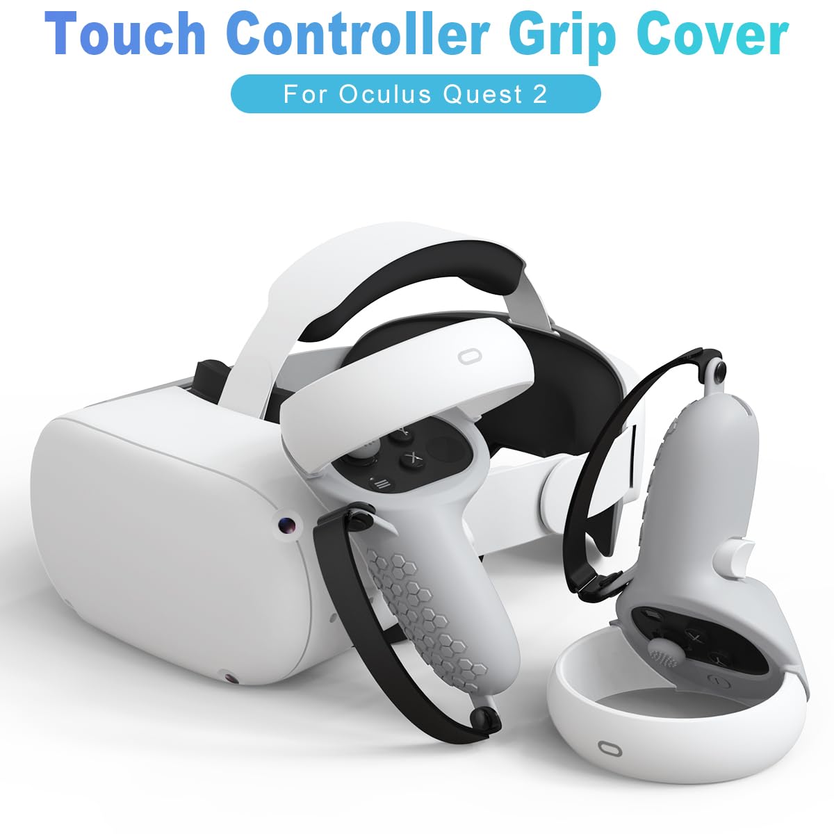 AMZDM Controller Grip for Oculus Meta Quest 2 Accessories Grips Cover for VR Touch Controllers Covers Protector with Non-Slip Joystick Covers 1Pair (Gray)