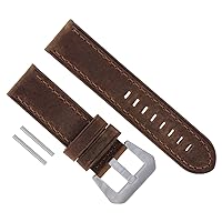 Ewatchparts 24MM LEATHER STRAP WATCH BAND COMPATIBLE WITH PANERAI MARINA GMT 1950 88 104 177 112 BROWN