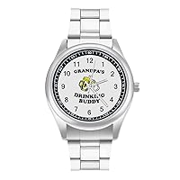 Grandpa's Drinking Buddy Classic Watches for Men Fashion Graphic Watch Easy to Read Gifts for Work Workout