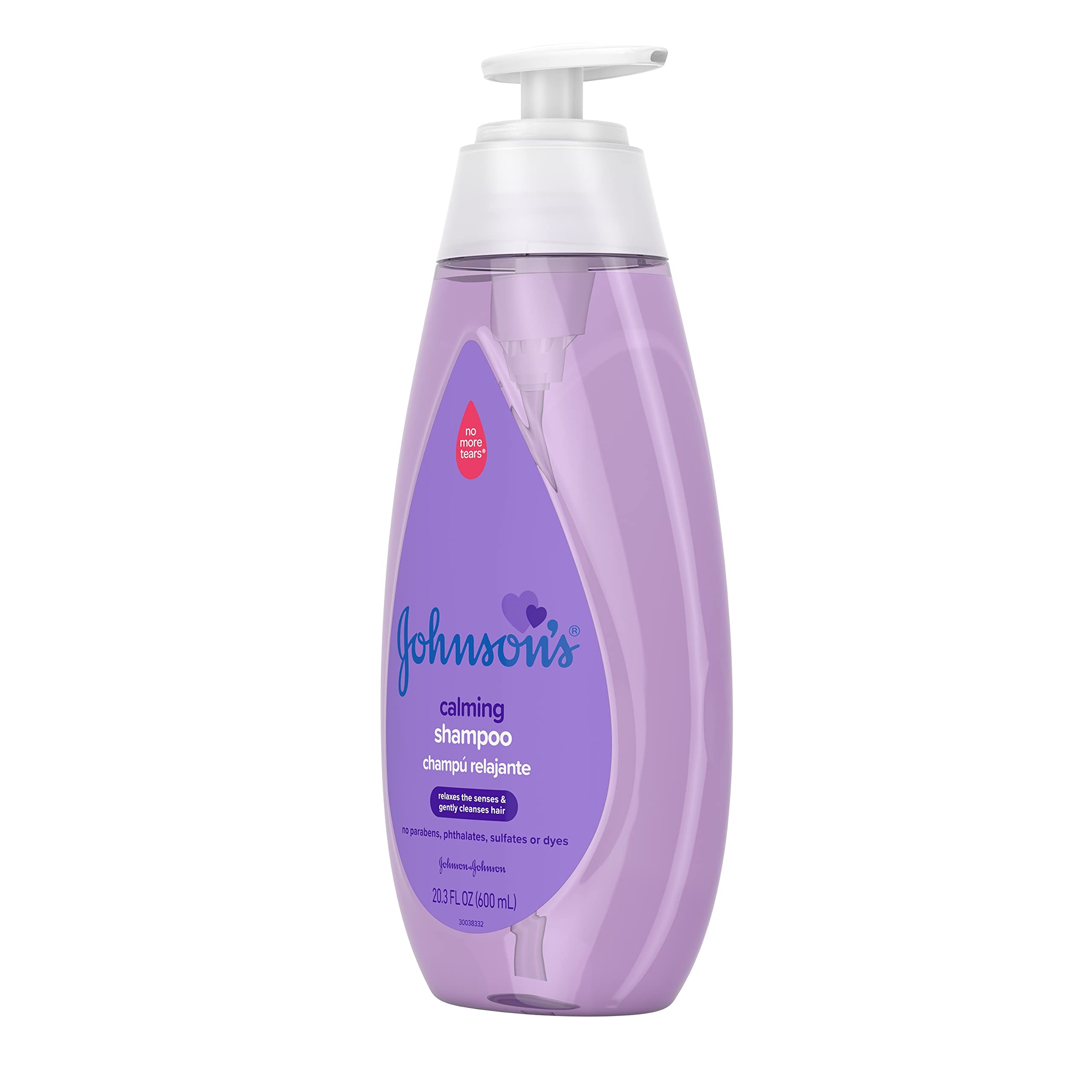 Johnson's Calming Baby Shampoo with Soothing NaturalCalm Scent, Hypoallergenic & Tear-Free Baby Hair Shampoo, Free of Parabens, Phthalates, Sulfates & Dyes, 20.3 fl. oz