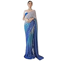 Elina fashion Sarees For Women Indian Bollywood Art Silk Sari || Sequence Embroidered Saree & Unstitched Blouse