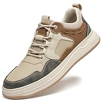 Mens Casual Dress Sneakers, Lace-Up Design, Memory Foam Insole, Lightweight Knit Upper, Soft Non-Slip Sole