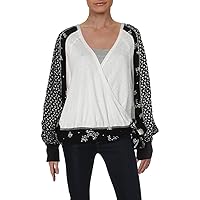 Free People Womens Auxton Thermal Wrap Blouse
