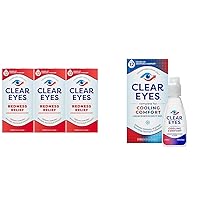 Clear Eyes Redness Relief Eye Drops Pack of 3, Cooling Comfort Eye Drops 0.5 Fl Oz Bundle