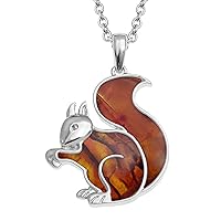 Kiara Jewellery Squirrel Pendant Necklace Inlaid With Natural Brownish Red Paua Abalone Shell on 18