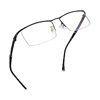 LifeArt Alloy Semi-Rimless Reading Glasses,Blue Light Blocking Glasses, Anti Eyestrain, Computer Gaming Glasses, TV Glasses for Men, Anti Glare (Black, 2.00 Magnification)
