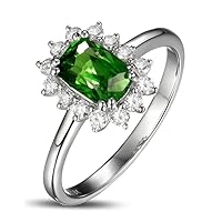 1.50 Carat perfect Emerald and Diamond Halo Engagement Ring for Women in White Gold