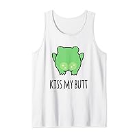 Funny Kiss My Butt Green Frog Tank Top
