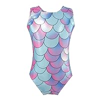 Girl's Purple Mermaid Pattern Gymnastics Leotard Perfect for Practice and Performances