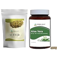 HERBAL HILLS Gurmar Tea Powder and Aloe Vera Capsule Gel Pack of 2 Combo
