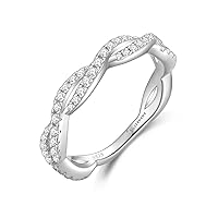Moissanite Wedding Band,925 Sterling Silver Wedding Ring for Women Stackable Eternity Rings for Her Size 4-10