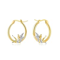 Fairy Angel Hoop Earrings Hypoallergenic Gold Plated Wing Earring for Girl