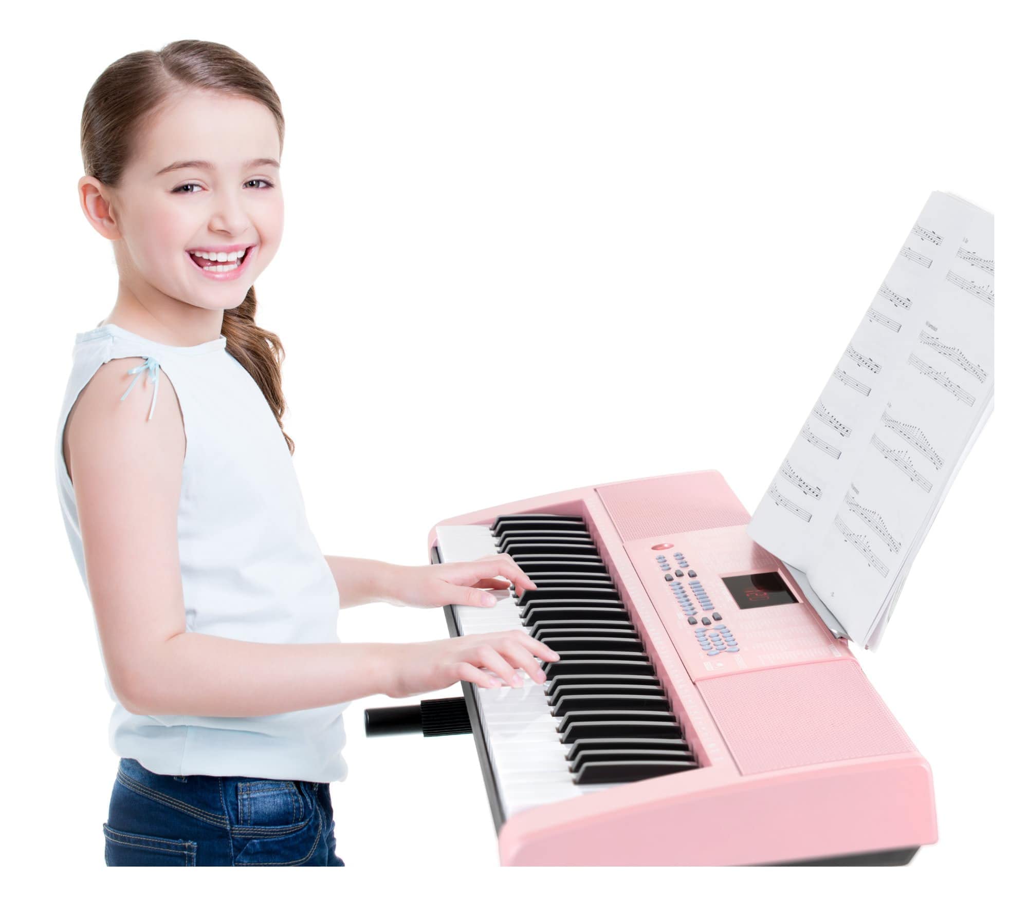 McGrey LK-6120-MIC Keyboard Set - Einsteiger-Keyboard mit 61 Leuchttasten - 255 Sounds und 255 Rhythmen - 50 Demo Songs - Inklusive Mikrofon - Spar-Set inkl. X-Keyboardständer und Kopfhörer - Pink