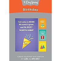 DaySpring - God’s Plan is Good – Birthday – 4 Design Assortment with Scripture – 12 Happy Birthday Cards & Envelopes (J9174)