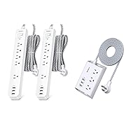 2 Pack Power Strip Surge Protector and Extension Cord with 3 USB Ports 3 Widely Spaced Outlets