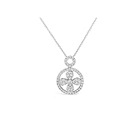 The Diamond Deal 18kt White Gold Womens Necklace Round Floral VS Diamond Pendant 0.67 Cttw (18 in)