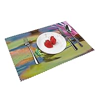 Cute Frog Print Dining Table Placemats Set of 4,Table Mats for Home Kitchen Dining Decor 12 X 18 Ininches,Washable