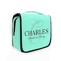 Teal Custom Toiletry Bag Personalized Full Name Makeup Travel Toiletry Organizer Large Capacity Cosmetic Case Bag for Travel Toiletries Storage