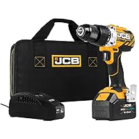 JCB Tools - JCB 20V Cordless Drill Driver Power Tool - Variable Speed - Forward And Reverse Rotation - With 5.0Ah Battery, Charger And Zip Case - For Home Improvements, Drilling And Screwdriving