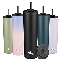 34OZ Insulated Tumbler with Lid and 2 Straws Stainless Steel Water Bottle Vacuum Travel Mug Coffee Cup,Black