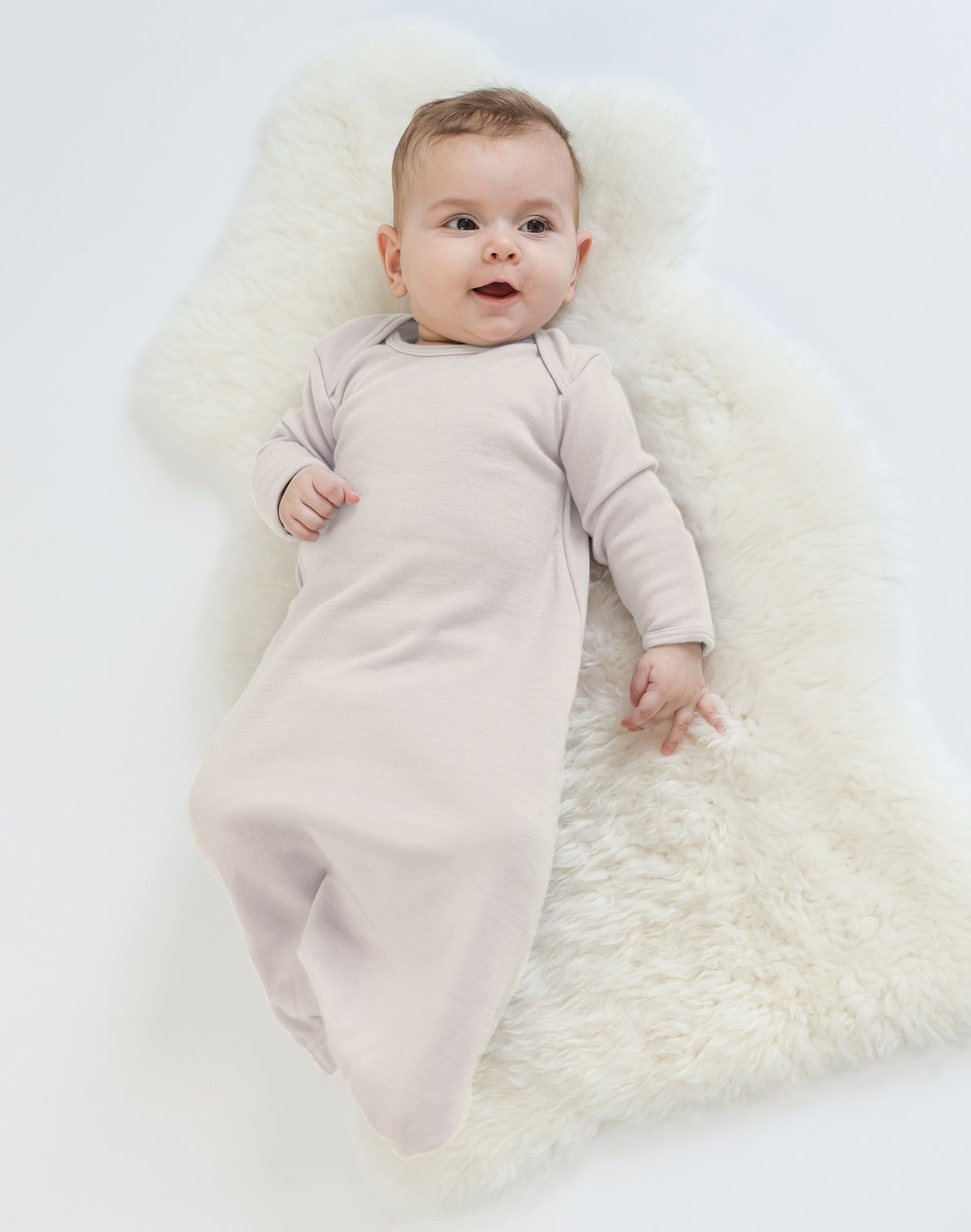 Woolino Infant Gown, 100% Superfine Merino Wool, for Babies 0-6 Months