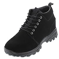 CALTO Men's Invisible Height Increasing Elevator Shoes - Suede Lace-up Hiking Boots - 3.2 Inches Taller