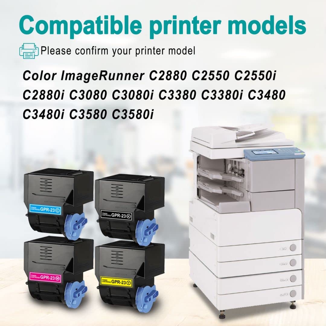 NUCALA 4-Pack Compatible GPR23 GPR-23 Toner Cartridge Replacement for Canon Color ImageRunner C3480i C3580 C3580i C2880 C2550 C2550i C3080i C3380 C3380i C3480 Printer (1Black+1Cyan+1Magenta+1Yellow)