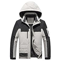 Men's Waterproof Ski Snowboard Jacket Windproof Winter Snow Hiking Coat Thicken Fleece Lined Hooded Rain Jacket