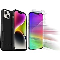 OtterBox Commuter Series Case for iPhone 14 Plus (Only) - with Zagg Glass Elite Clear Screen Protector - Non-Retail Packaging - Black