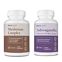 Mushroom Complex + Ashwagandha Supplement Bundle | 10-Mushroom Supplement Including Lion's Mane and Cordyceps Plus Ashwagandha Tablets to Support Stress Resilience